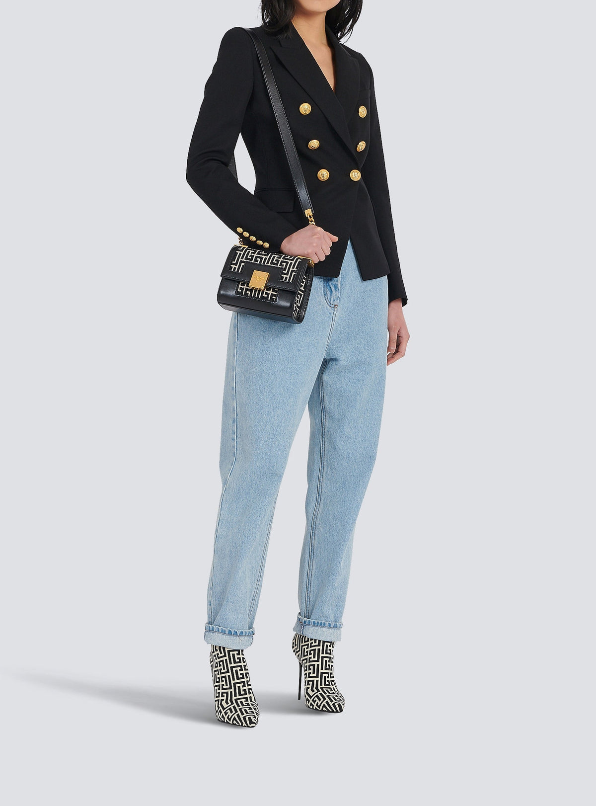 Veste à double boutonnage en laine - Noir