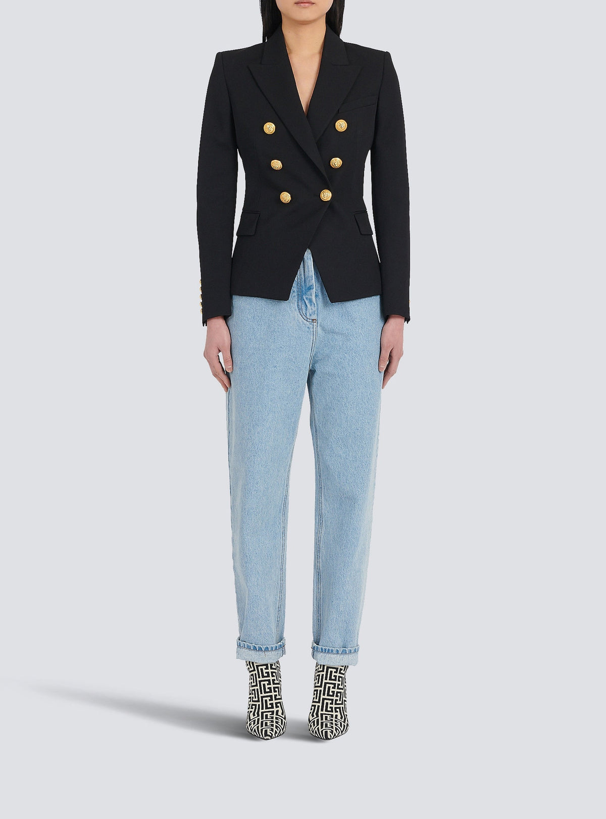 Veste à double boutonnage en laine - Noir