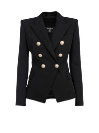 Veste en grain de poudre à double boutonnage - Noir
