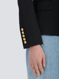 Veste en grain de poudre à double boutonnage - Noir