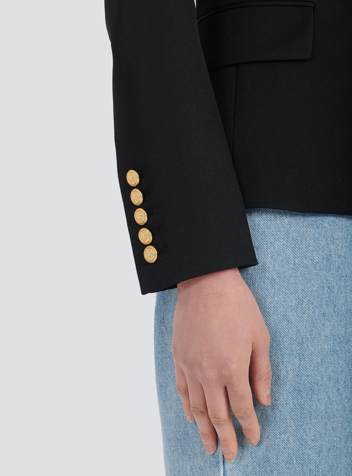Veste en grain de poudre à double boutonnage - Noir