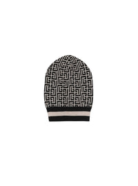 Bonnet maille Monogramme - Ivoire & Noir