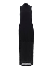 S/L MESH MOCKNECK DRESSBLACK
