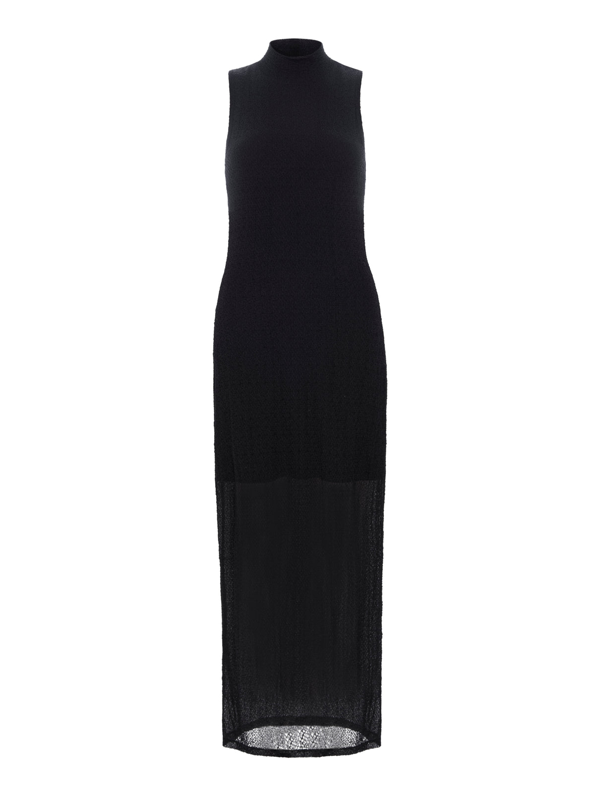 S/L MESH MOCKNECK DRESSBLACK