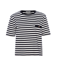 STRIPED POCKET TEEBLACK MULTI