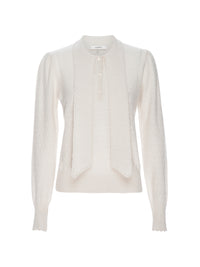 POINTELLE TIE NECK SWEATERCREAM