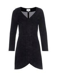SUEDE BUTTON FRONT MINI DRESSBLACK