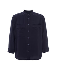 SCALLOP TRIM SHIRTNAVY
