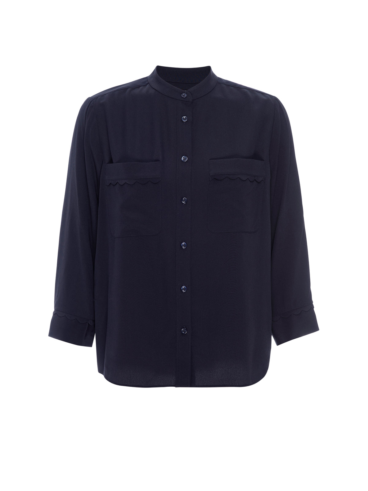 SCALLOP TRIM SHIRTNAVY