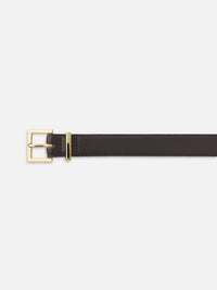 THE LEATHER SQUARE BUCKLE BELTDARK BROWN