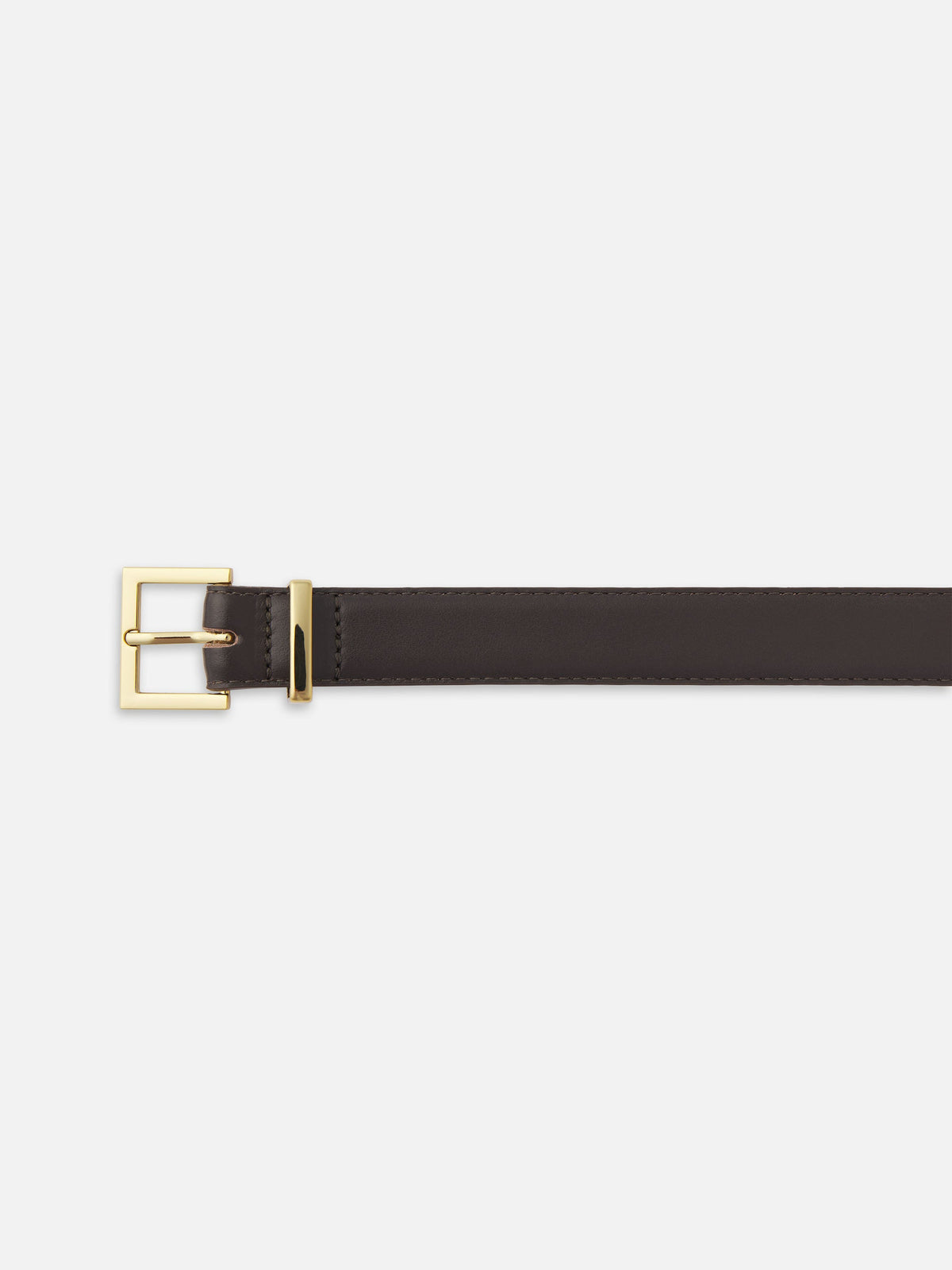 THE LEATHER SQUARE BUCKLE BELTDARK BROWN