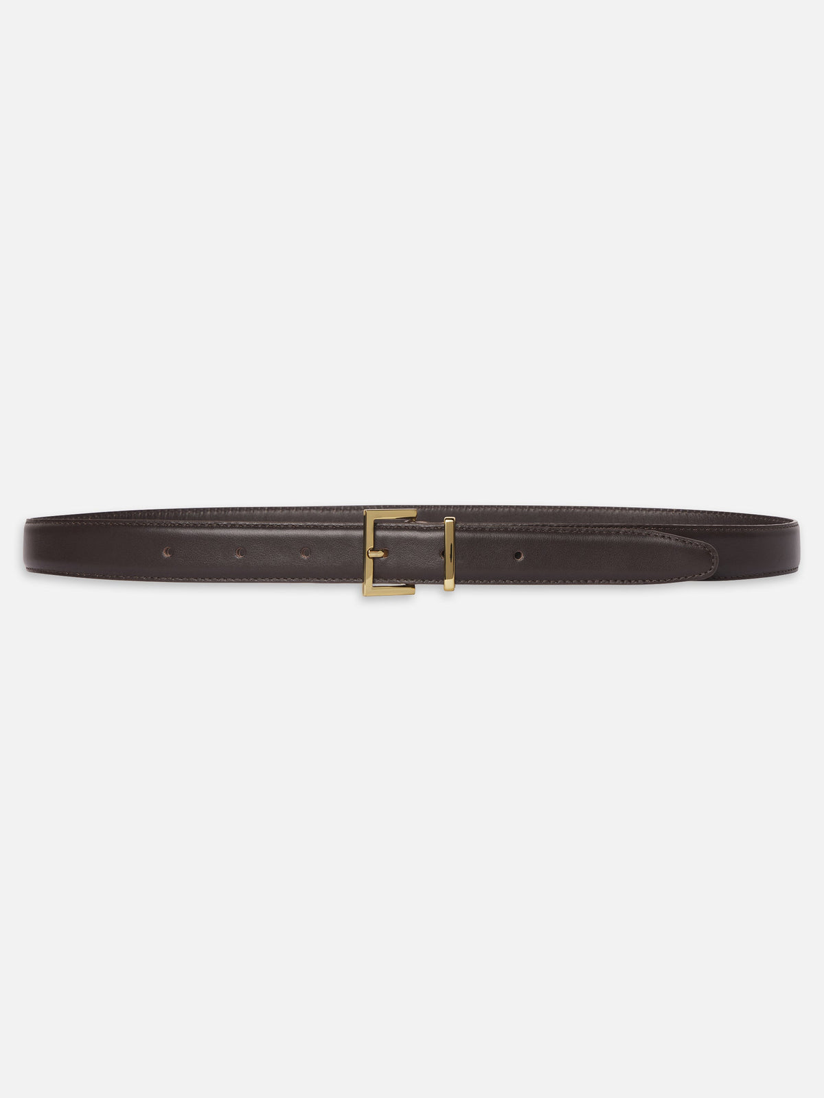 THE LEATHER SQUARE BUCKLE BELTDARK BROWN