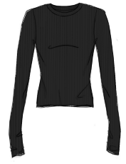 THE L/S RIB CREWBLACK