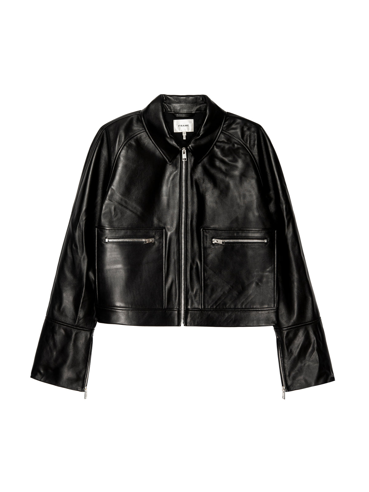 THE LEATHER ZIP FRONT JACKETBLACK