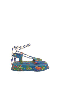 Cotton platform sandals - Blue
