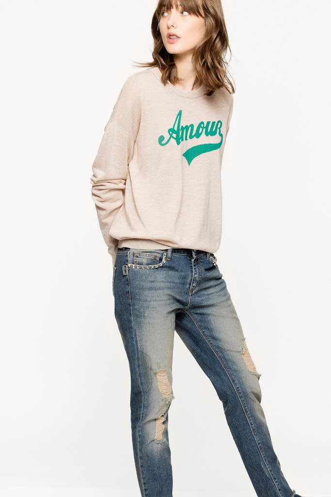 Pull Kansas Bis en laine mérinos - Ficelle