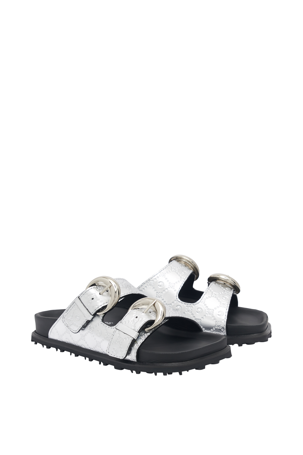 Sandales en cuir laminé MS ground - Silver