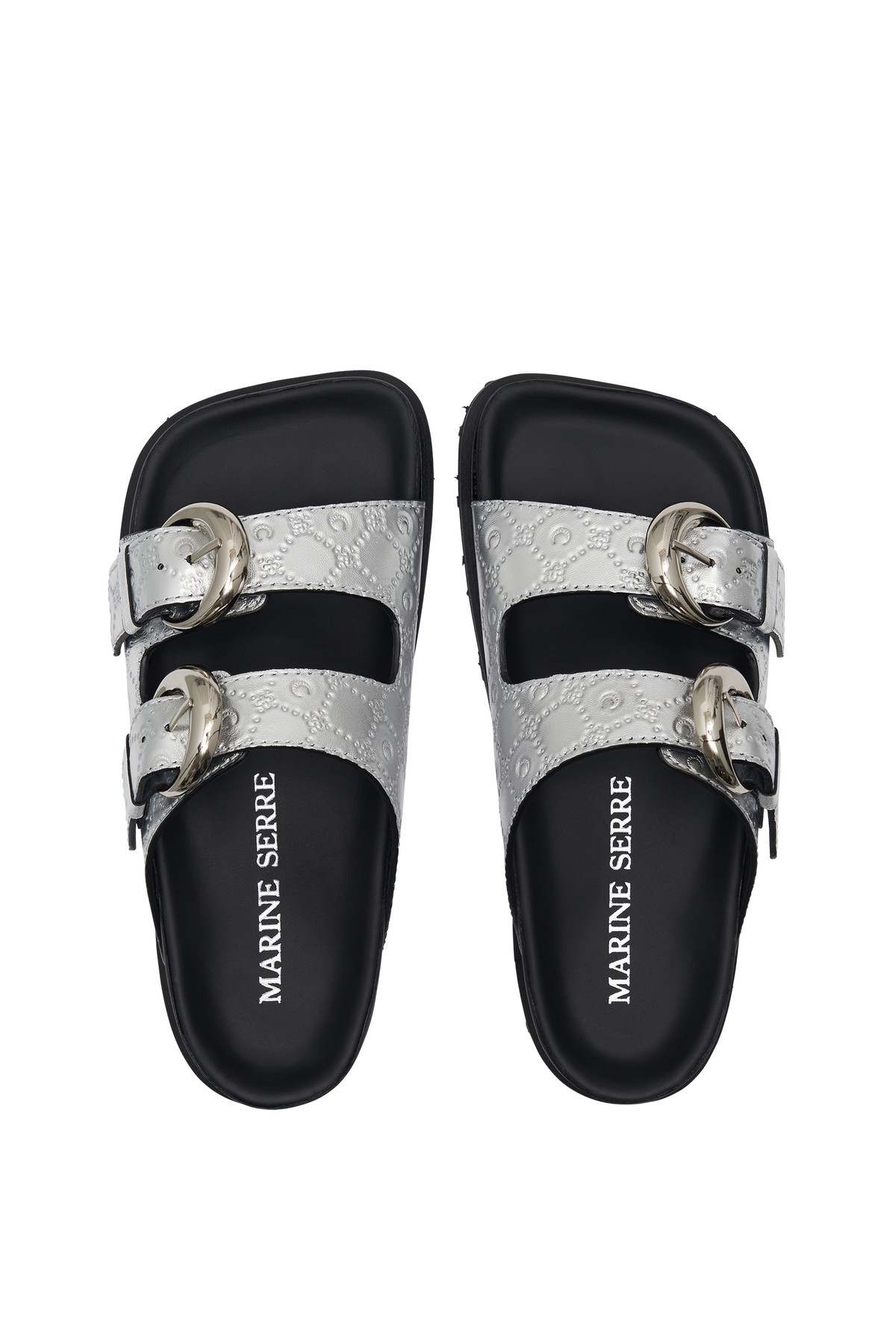 Sandales en cuir laminé MS ground - Silver