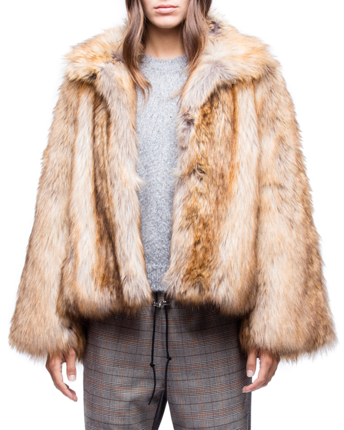 ZHORS LIGNE MARRON FURYS MANTEAU FAUSSE FOURRURE