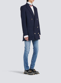 Blazer à double boutonnage en laine - Marine