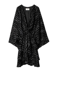 Velvet Ruffle Dress - Black