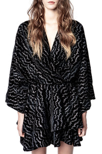 Velvet Ruffle Dress - Black