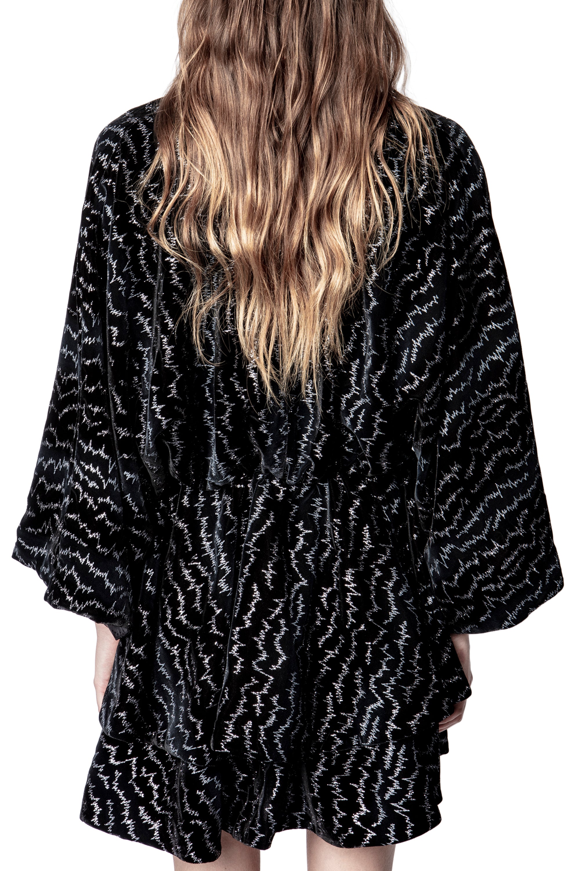 Velvet Ruffle Dress - Black