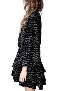Velvet Ruffle Dress - Black