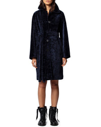 ZHORS LIGNE ENCRE MAGDA SHEARLING MANTEAU PEAU L