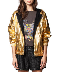 ZHORS LIGNE GOLD KOODY HOODIE METALLIQUE
