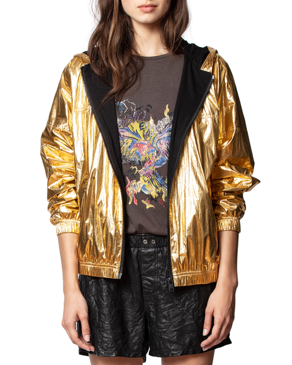ZHORS LIGNE GOLD KOODY HOODIE METALLIQUE