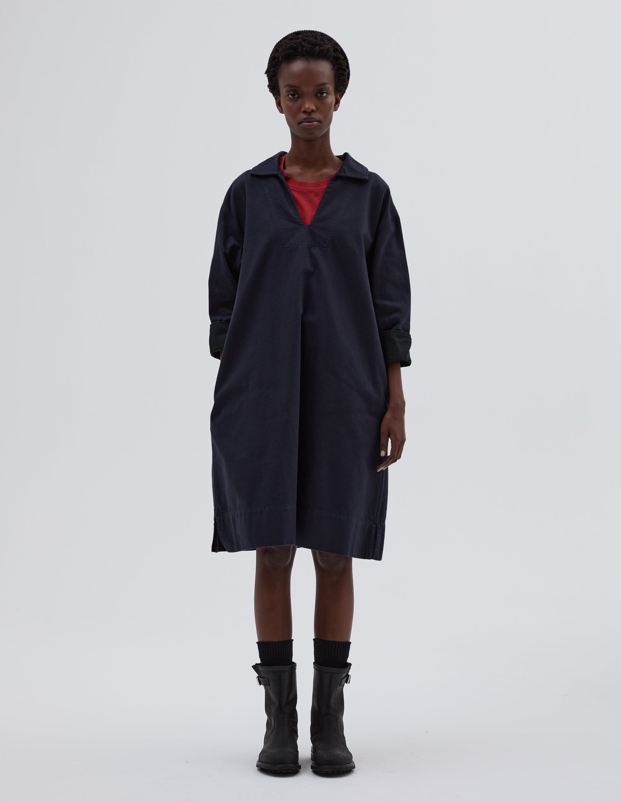 Robe smock à poches plaquées - Navy & Black & Blue