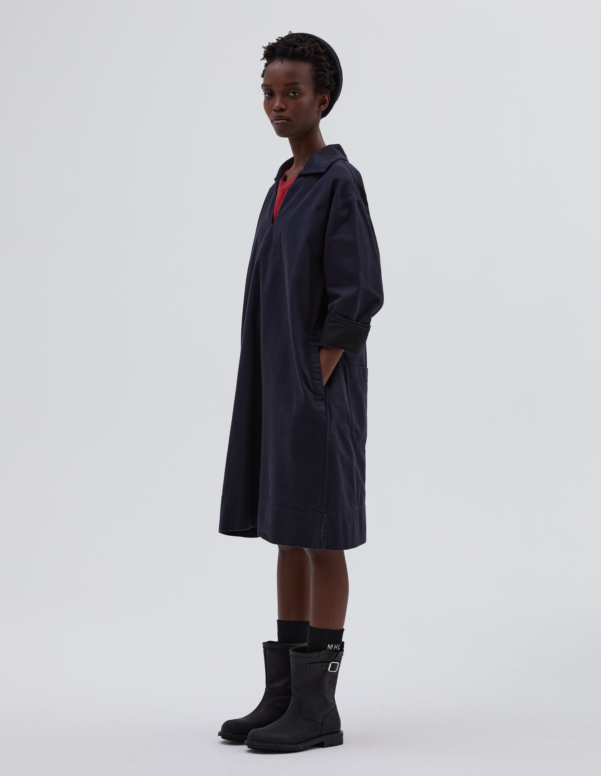 Robe smock à poches plaquées - Navy & Black & Blue
