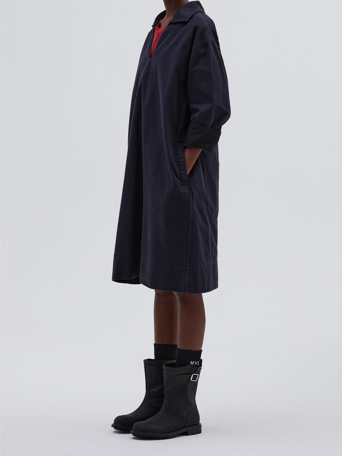 Robe ample à poches plaquées - Navy & Black & Blue
