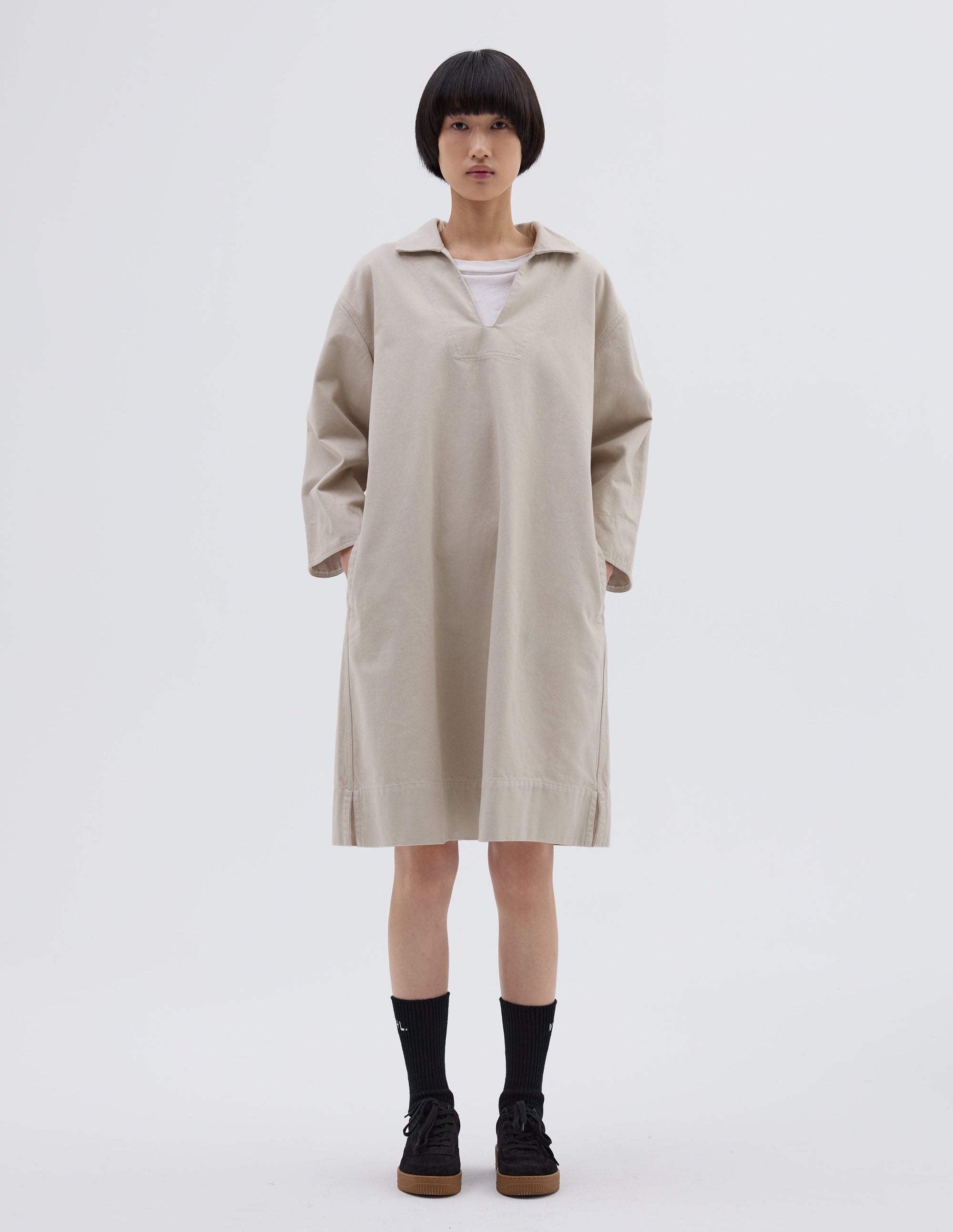 Robe smock à poches plaquées - Beige