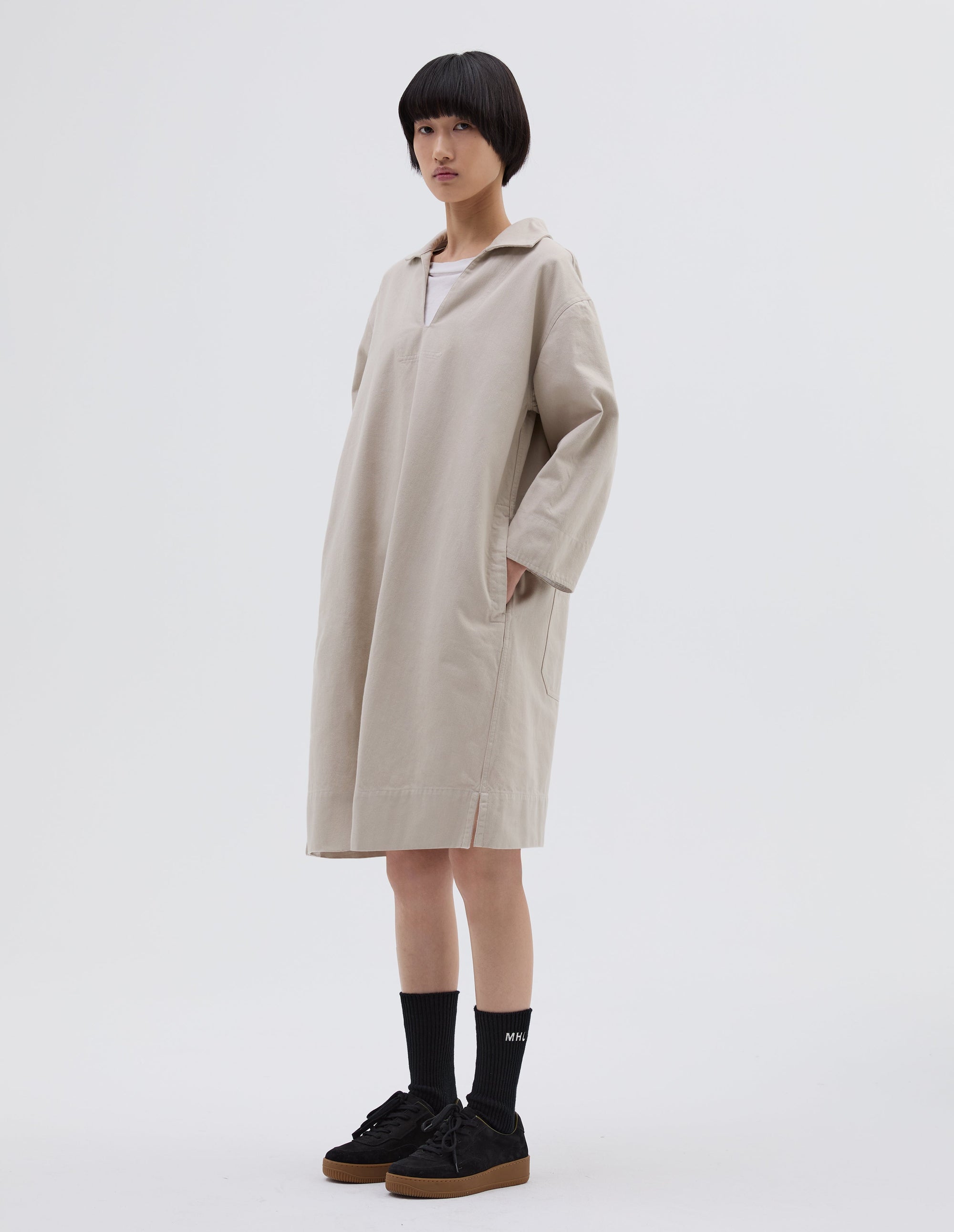 Robe smock à poches plaquées - Beige