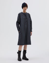 Robe évasée sans col - Gray & Grey & Black