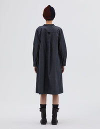 Robe évasée sans col - Gray & Grey & Black