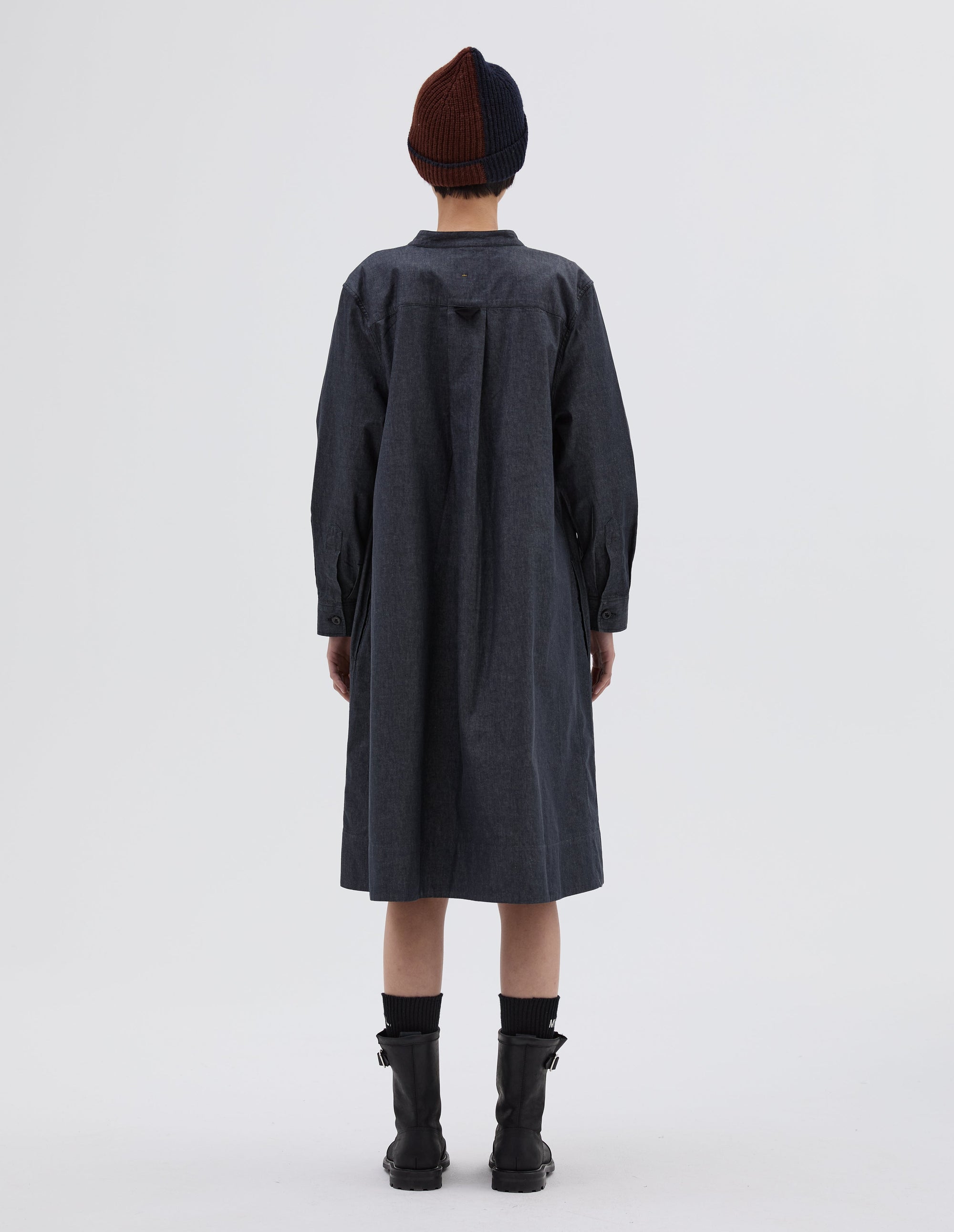Robe évasée sans col - Gray & Grey & Black