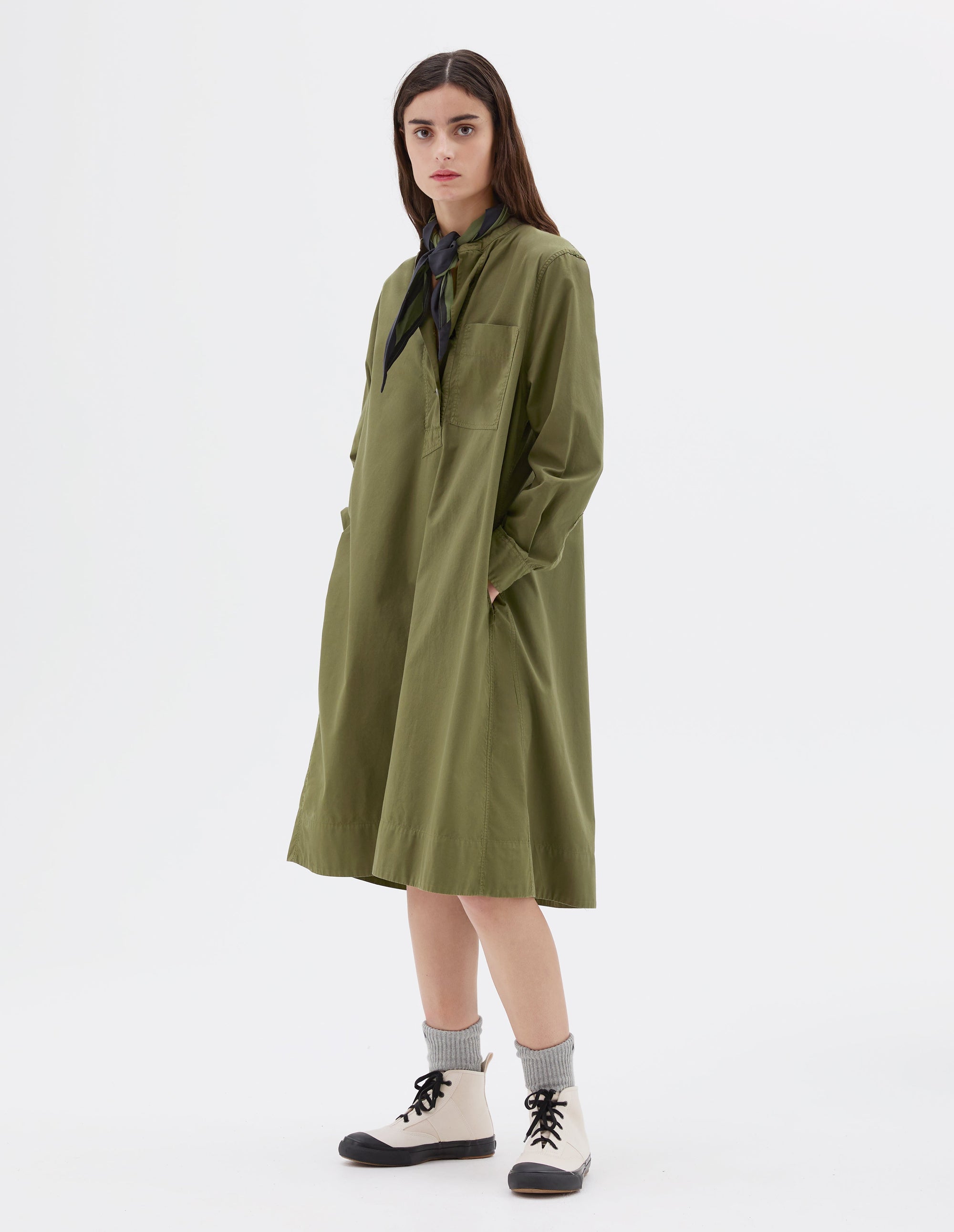 Robe évasée sans col - Green