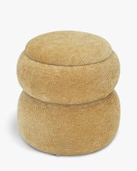 Pouf Sliema en tissu crêpé - Jaune ocre