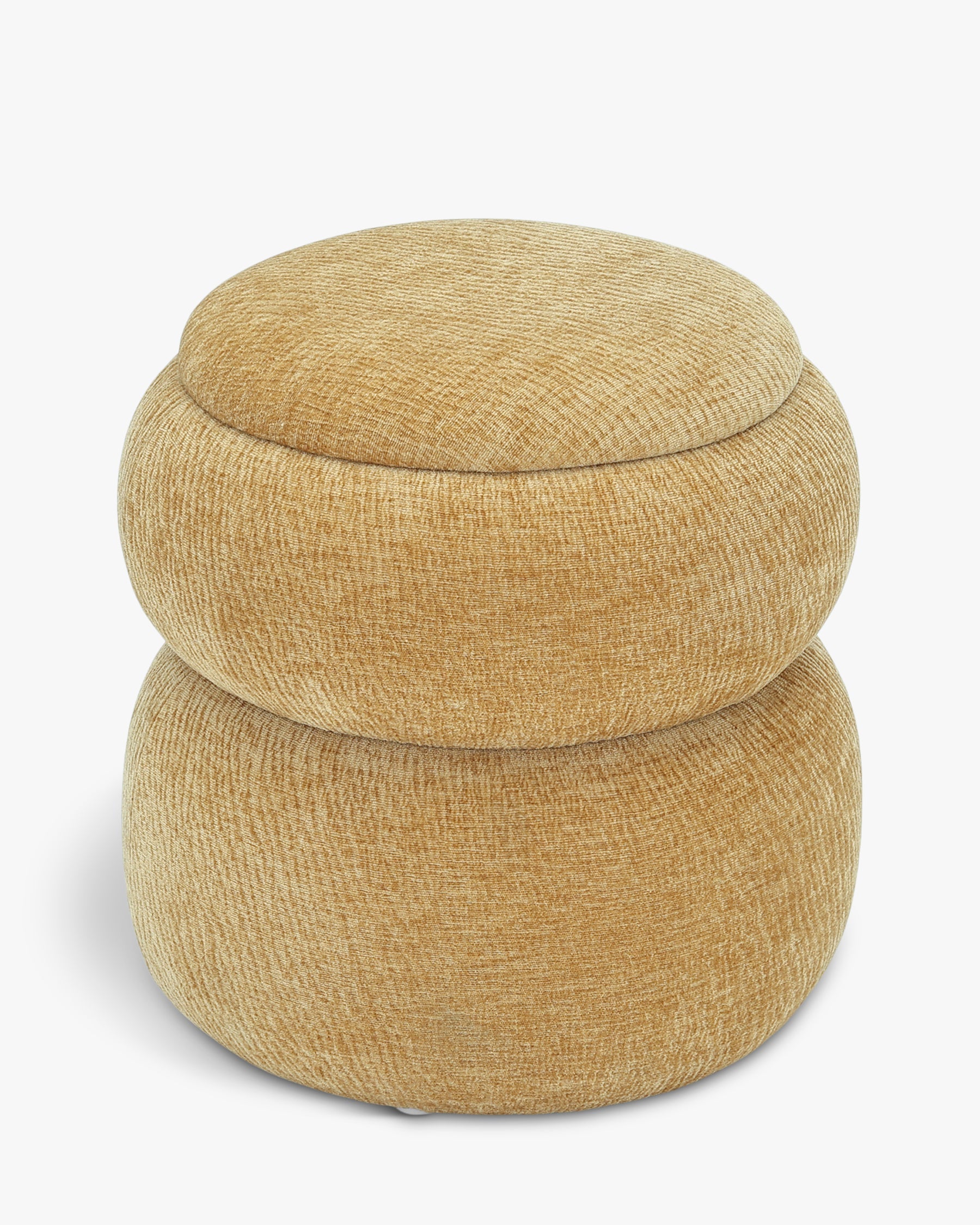 Pouf Sliema en tissu crêpé - Jaune ocre