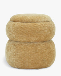 Pouf Sliema en tissu crêpé - Jaune ocre