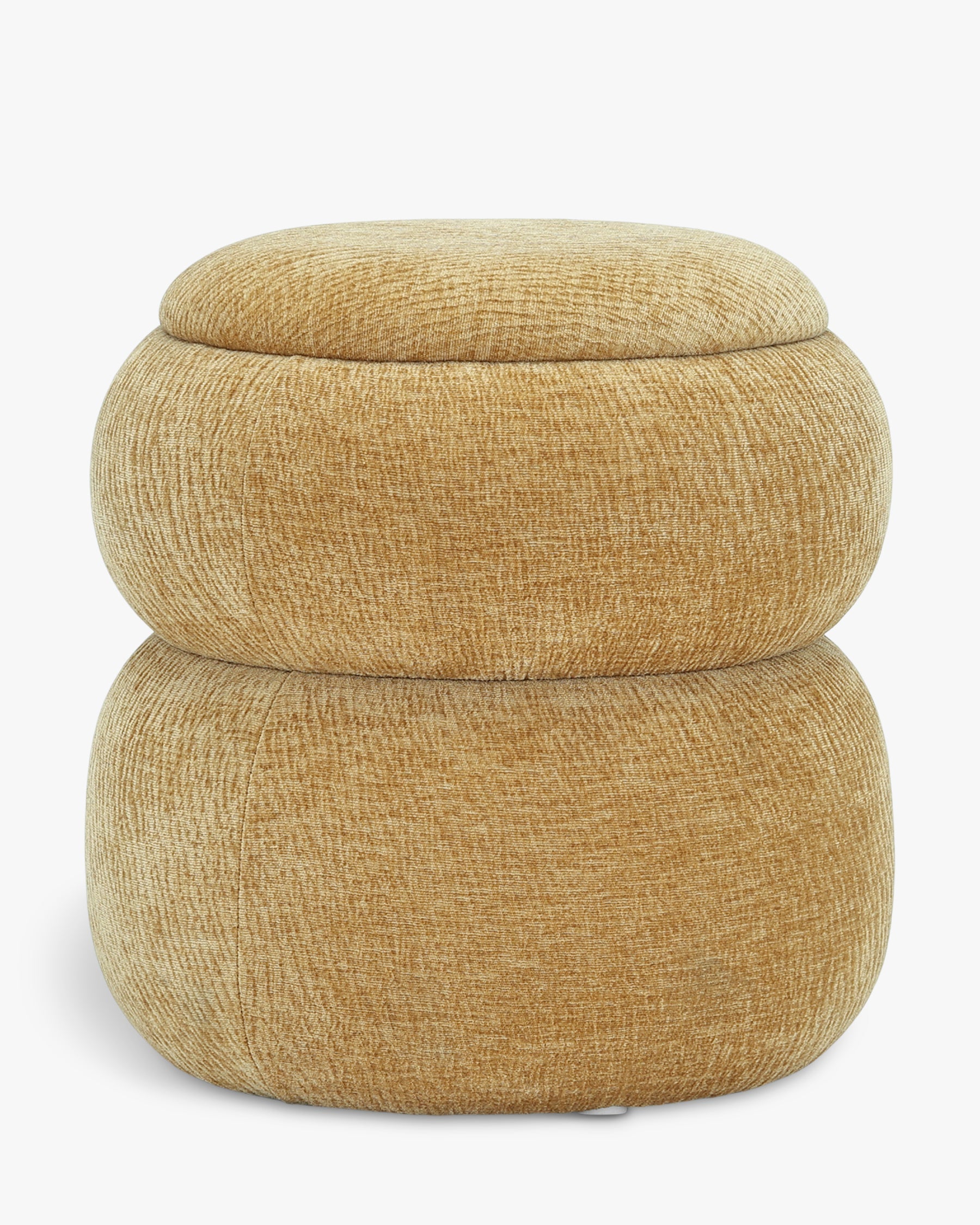 Pouf Sliema en tissu crêpé - Jaune ocre
