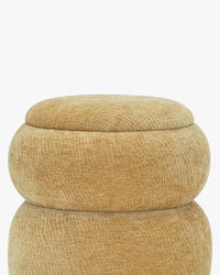 Pouf Sliema en tissu crêpé - Jaune ocre