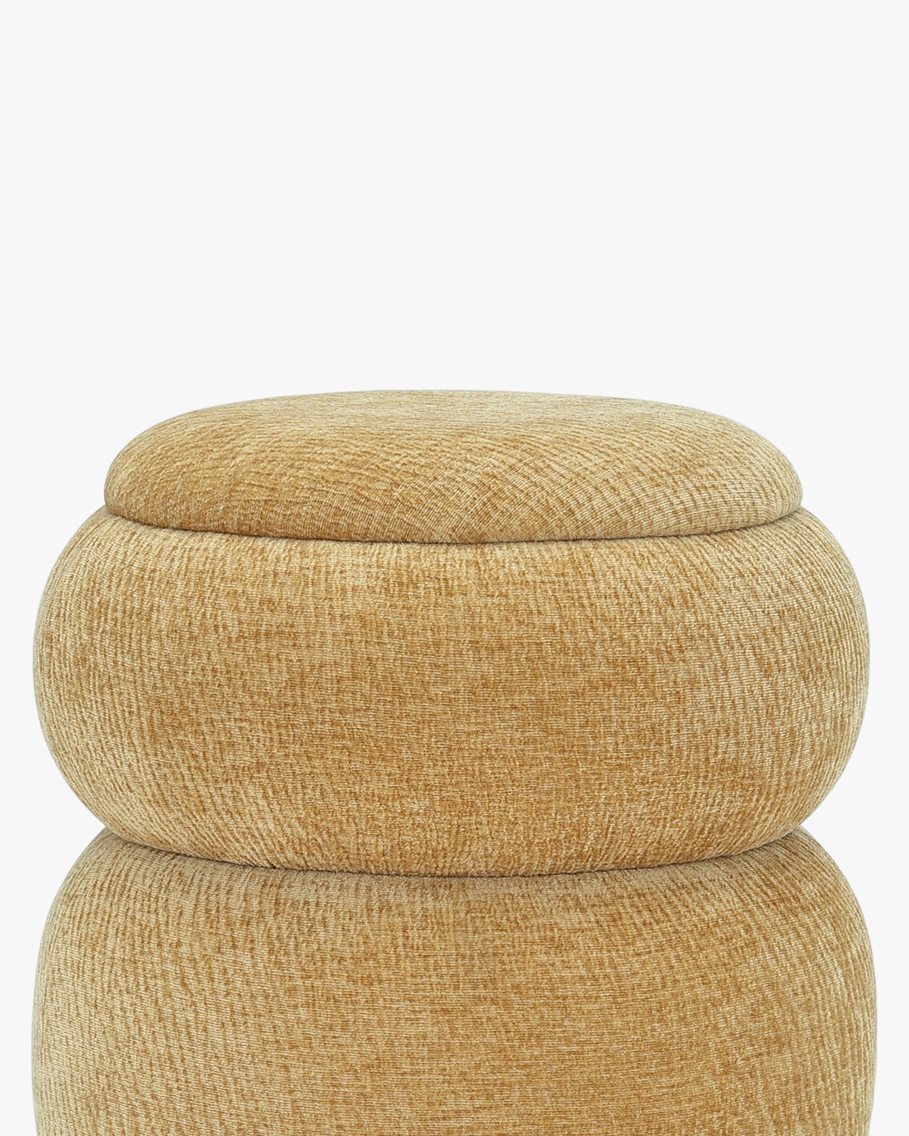 Pouf Sliema en tissu crêpé - Jaune ocre