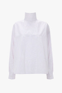 Tie-Neck Shirt - Lilac / Paprika / White