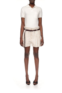 Pleated Waist Shorts - Multi / White Check