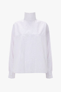 Tie-Neck Shirt - Lilac / Paprika / White