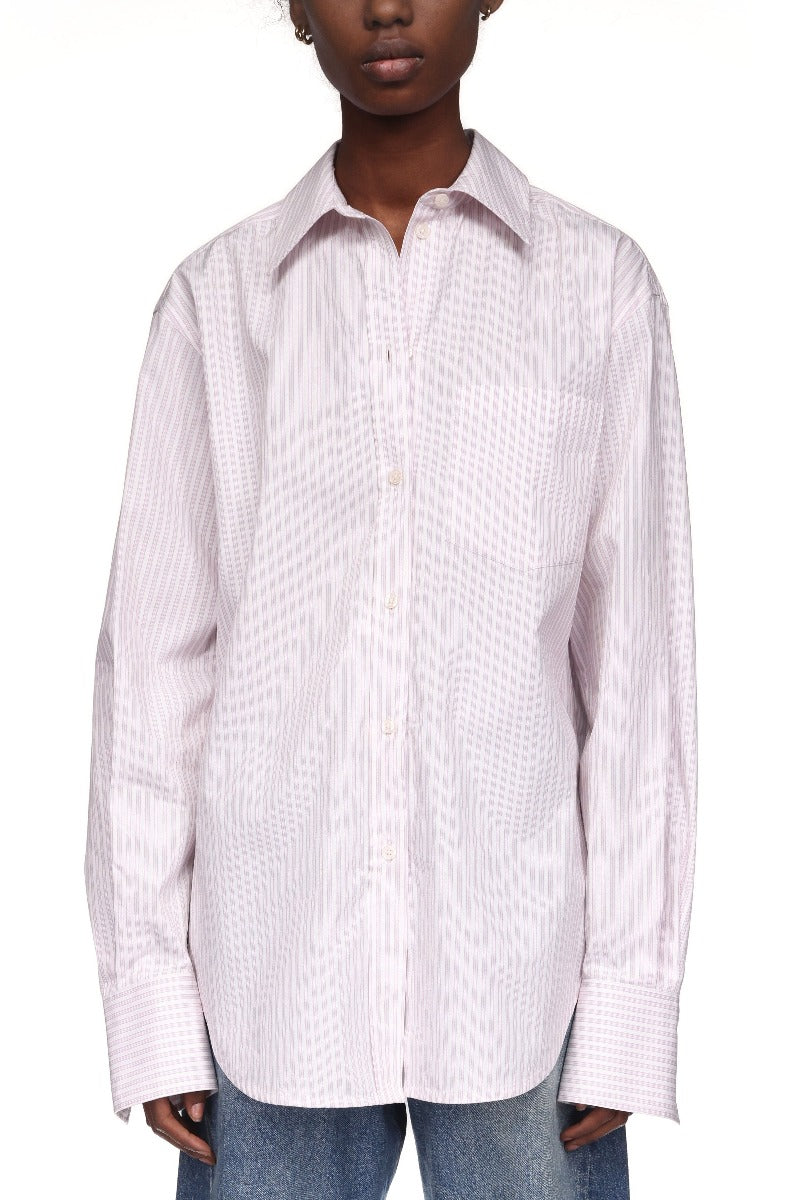 Oversized Mens Shirt - Lilac / Paprika / White